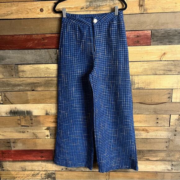 Moosta Blue Tweed Wide Leg‎ Pants Size Small - Picture 1 of 10